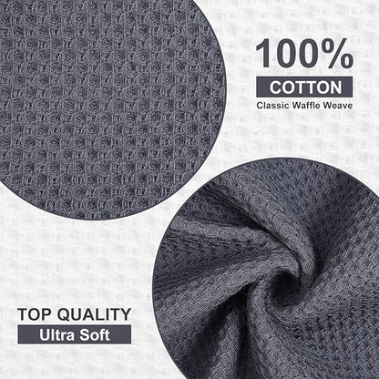 Kitinjoy 100% Cotton Kitchen Dish Cloths (12 X 12 Inches, Multicolor), 12 Pack Waffle Weave Ultra Soft Absorbent Dish Towels for Drying Dishes Quick Drying Kitchen Towels Dish Rags