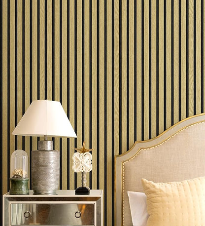 myforHD Wallpaper Peel and Stick Wood Grating Stripe Self-Adhesive Wallpaper Faux Wood Contact Paper Wood Slats Self Adhesive Wall Paper PVC Vinyl Film Removable Waterproof (Wood A, 17.3" x 393")