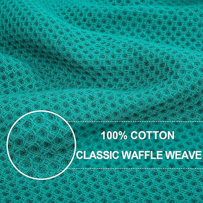 Homaxy 100% Cotton Waffle Weave Kitchen Dish Cloths, Ultra Soft Absorbent Quick Drying Dish Towels, 12 x 12 Inches, 6-Pack, Teal