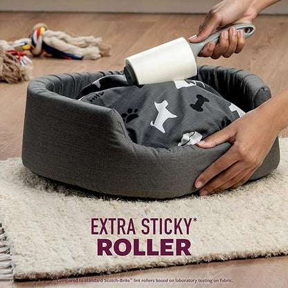 Scotch-Brite Pet Hair Pickup Extra Sticky Lint Roller, 50% Stickier, Fur & Fluff Remover for Clothes, Couches, Dog Beds & Car Seats, 4 in x 22.5 ft, 2 Pack, 96 Sheets