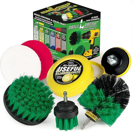 Electric Spin Scrubber Kitchen Cleaning Set with Multi-Purpose Cleaner Paste - Lemon Lime Scented, Stainless Steel Appliance, Oven, Stove Top, Microwave, Sink, Counter Top, Grout, Baseboard Cleaner