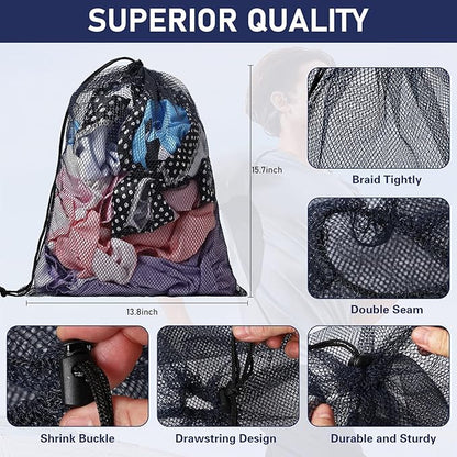 Mesh Drawstring Bag Durable Nylon Mesh Bag Small Gym Bags Travel Beach Locking Closure Storage Bags For College, Gym, Yoga, Sport