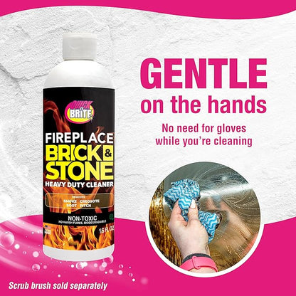 Quick 'n Brite Fireplace Gel Cleaner for Brick, Stone, Rock, Tile, and Marble, Nonabrasive Fireplace Cleaner, Made in the USA, 16 oz