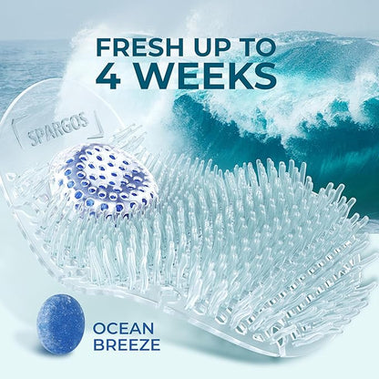 Home Bathroom Urinal Screen Deodorizer - Ocean Breeze Scent Urinal Cakes | 14-Day Anti-Splash Pad for Rimmed Toilets | 1-Pack White Hygienic Mat