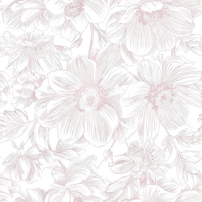 Floral Peel and Stick Wallpaper - Pink White Removable Self adhesive Wall Paper for Decor Walls Bathroom,Bedroom - Boho Flower Waterproof Modern Contact Paper for Cabinets and Drawers, 17.3"×196.8"