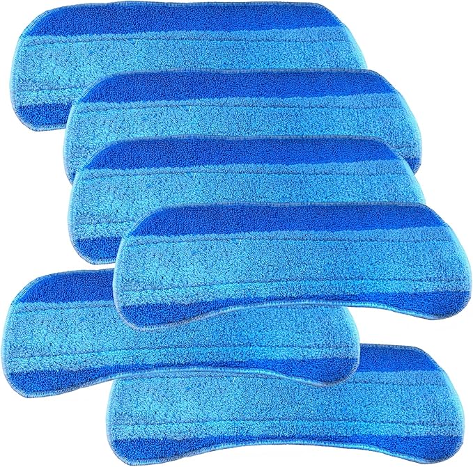 Quick Shine Spray Mop Refill Pad 6Pk 15"W x 5.5"D | Washable & Reusable | Dual Action Scrubbing Strips for Thorough Cleaning | Highly Absorbent Microfiber | Use w/Quick Shine Multi-Surface Spray Mop