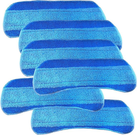 Quick Shine Spray Mop Refill Pad 6Pk 15"W x 5.5"D | Washable & Reusable | Dual Action Scrubbing Strips for Thorough Cleaning | Highly Absorbent Microfiber | Use w/Quick Shine Multi-Surface Spray Mop