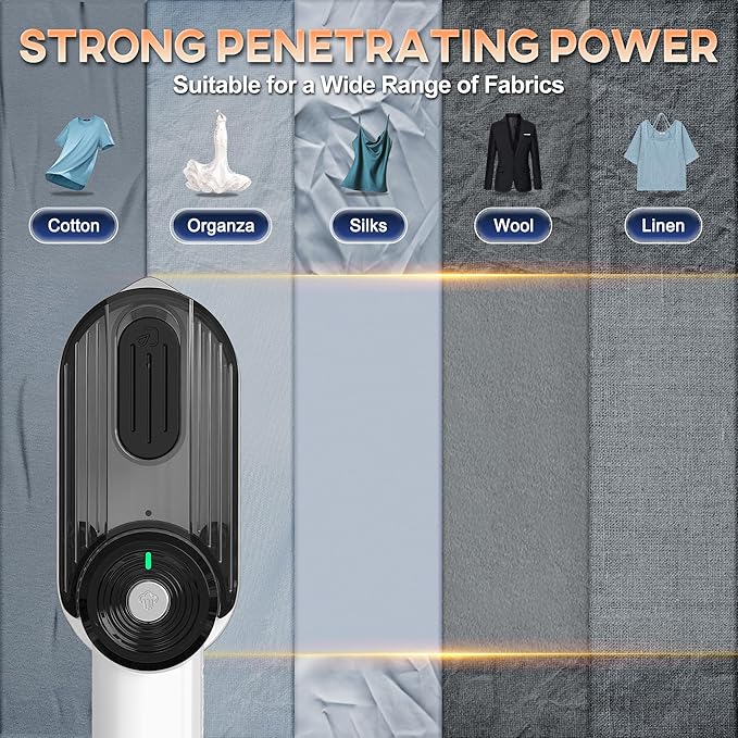 Travel Steamer for Clothes Small Iron - 1000W Portable Steamer & Mini Iron,10s Fast Heat, Handheld Mini Steamer with 8FT Cord, Foldable Handle, Travel, College Dorm & Home Essentials (White)