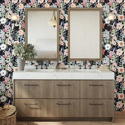 Timeet Vintage Floral Peel and Stick Wallpaper Boho Floral Contact Paper 17.3" x 400" Flower Wallpaper Peel and Stick Self Adhesive Removable Wall Paper for Cabinets Bedroom Wall Decor