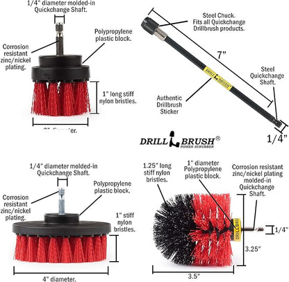 Drillbrush - Rotary Drill Brush Cordless Scrubber - Deck Scrub Brush Kit - Concrete, Marble, Brick, Stone, Ceramic Tile Cleaner Brushes - Bathroom Power Scrubbing Pads - Glass Shower Door Cleaner