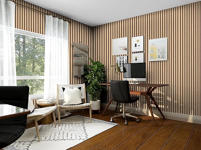 myforHD Wallpaper Peel and Stick Wood Grating Stripe Self-Adhesive Wallpaper Faux Wood Contact Paper Wood Slats Self Adhesive Wall Paper PVC Vinyl Film Removable Waterproof 17.3" x 118"