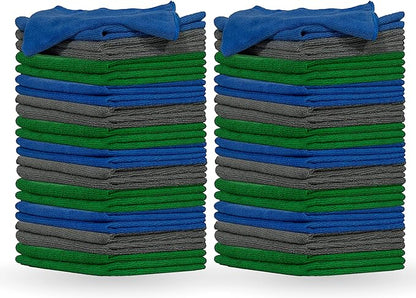 Pinnacle Mercantile Microfiber Cleaning Cloths Extra Large 16x16in Pack of 48 Highly Absorbent Lint Free Streak Free Non-Abrasive Clean Wet or Dry Washable Reusable for Home Kitchen Car and Janitorial