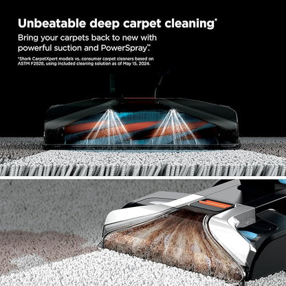 Shark CarpetXpert | Upright Carpet, Area Rug & Upholstery Cleaner | Carpet Shampooer with StainStriker Handheld Tough Stain Eliminator | Removes Tough Stains & Odors | 3 Cleaning Tools | White | EX201