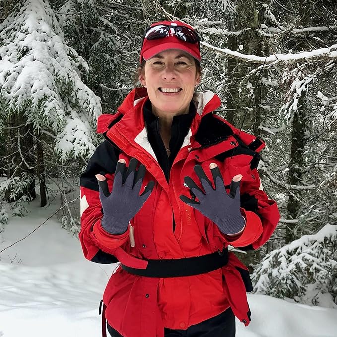Patented Open Index Finger and Thumb Tip Touchscreen Foam Nitrile Gloves for Hiking, Camping, & Outdoor Recreation (Men & Women)