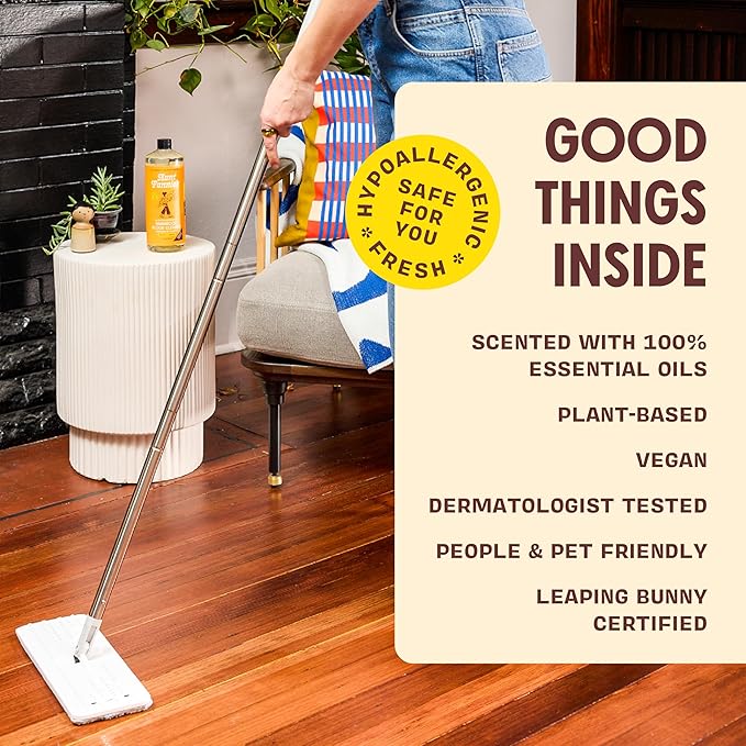 Aunt Fannie's Ultra Concentrated Hardwood Floor Cleaner, Vinegar-Free Plant Based Solution for Mopping, Bright Lemon Scent, 32 oz. (Pack of 6)