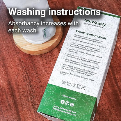 Reusable Paper Towels - Value Pack of 24 Paperless Paper Towels! - 100% Cotton, Super Soft, Absorbent, Washable and Made To Last