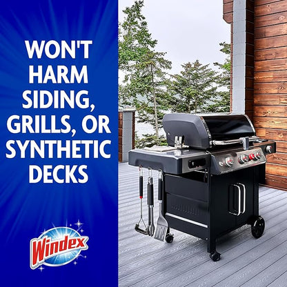 Windex Outdoor Window and Glass Cleaner for Hose Ammonia Free, Concentrated Formula for Deep Outdoor Clean, Patio Cleaner, Compatible With All Hoses, 32 Fl Oz (Pack of 8)