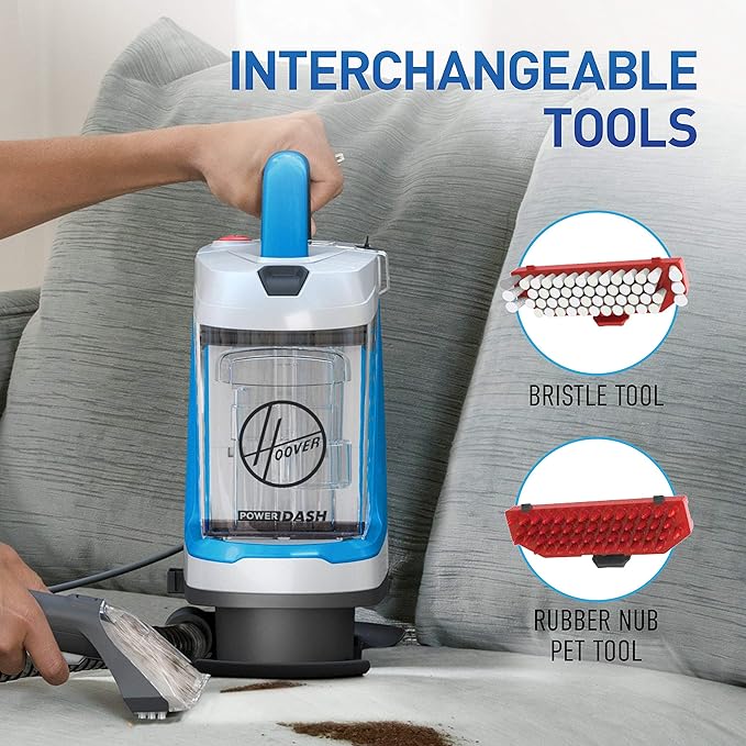 Hoover PowerDash Go Portable Spot Cleaner, Lightweight Carpet and Upholstery Machine, Stain Remover for Pets Stairs and Home, FH13010PC, Blue