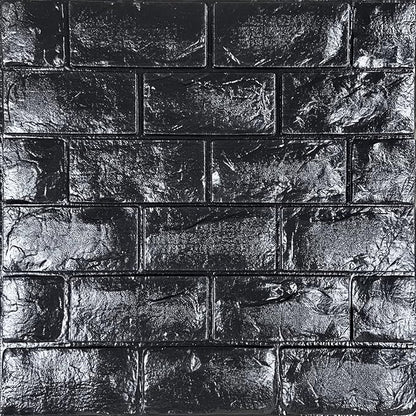 YU LI 3DH 3D Wall Panels Peel and Stick 11PCS Black Foam Brick Wallpaper for Bedroom Faux Stone Wall Panel Self-Adhesive Wallpaper (11PCS-10.65 Sq Ft, Black)