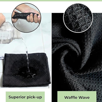 Black Cotton Cleaning Rags For Housekeeping - Trapos Paños De Limpieza Reutilizables - Kitchen Bar Shop Towel Dish Mop Wash Cloth For House Dust - Reusable Washable Absorbent - 13"x13" 12 Pack
