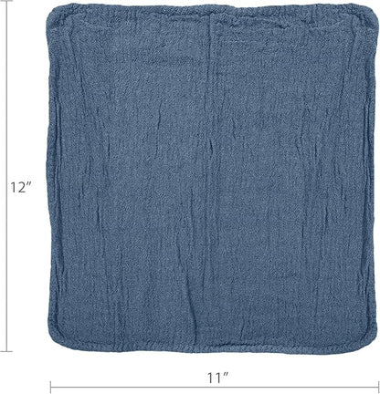 Detailer's Preference Absorbent Cotton Shop Towels, Reusable Cleaning Rags for Auto, Garage, Home, Kitchen, Industrial Use, Wipe Spills, Grease, Oil, Grime, Dirt & More, 11x12, 50-Pack, Blue