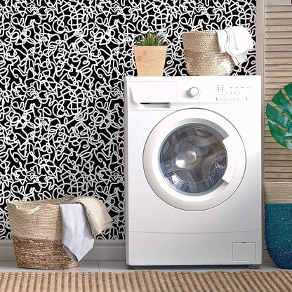 Ismoon 17.3"x118" Peel and Stick Wallpaper Black and White Contact Paper Black Modern Striped Removable Self-Adhesive Wall Paper Renter Friendly Wallpaper for Bathroom Bedroom Cabinets Decor Vinyl