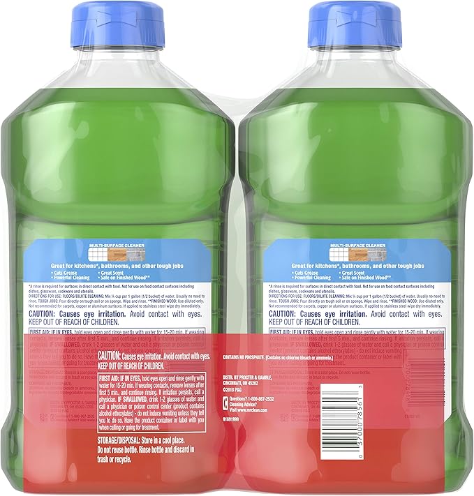Mr. Clean Liquid All Purpose Multi-Surface Cleaner | with Gain Original - 45 Ounce Each Bottle (Pack of 2) (Total 90 fl oz)