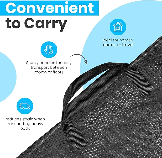 Handy Laundry Mesh Laundry Bag 24 x 36 Inches - Extra Large Heavy Duty Bag with Handles & Shoulder Strap, Breathable, Machine Washable for Dorm, Travel, Bedding & Storage - Black