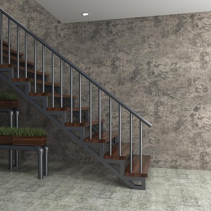 3yecao 16"×1181" Extra Thick Large Size Light Brown Grey Concrete Wallpaper Peel and Stick Industrial Brown Gray Concrete Contact Paper Removable Vinyl Cement Sticker for Office Room Bedroom Gym Walls