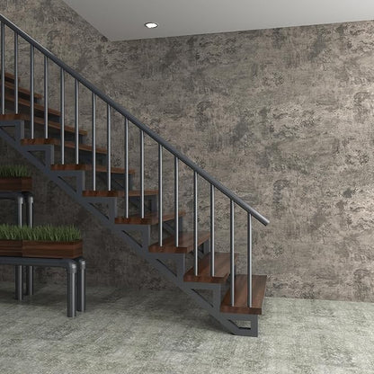 3yecao 16"×1181" Extra Thick Large Size Light Brown Grey Concrete Wallpaper Peel and Stick Industrial Brown Gray Concrete Contact Paper Removable Vinyl Cement Sticker for Office Room Bedroom Gym Walls