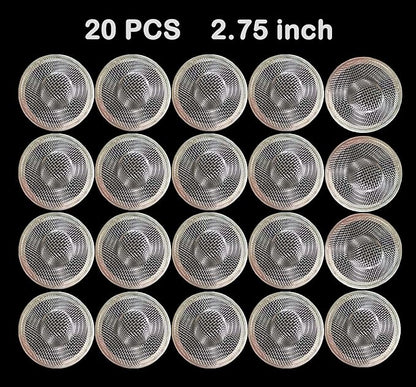 20Pcs Bathroom Sink Drain Strainer Screen Mesh, 2.75'' Stainless Steel Slop Basket Filter Trap Sink Drain Mesh Basket Hair Catcher Filter Cover for Lavatory RV Shower Floor Utility Drain