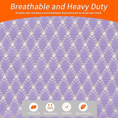 Polecasa Heavy Duty Diamond Large Mesh Laundry Bag with ID Tag and Locking Drawstring Closure - 24 x 36 inches - Laundry Hamper Liner, Washable Laundry Bags for Travel, Sports, Dorms (Purple)