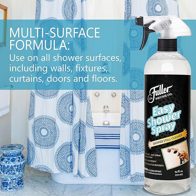 Fuller Brush Easy Shower Spray - No Scrub Shower Cleaner - Multi Surface Formula Keeps Surfaces Clean From Dirt and Soap Scum Perfect for Shower Floors Walls (Bottle with Sprayer)