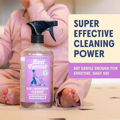 Aunt Fannie's Toy and Highchair Cleaner, Hypoallergenic, Multi-Purpose Spray Powered by Vinegar for Toys, High Chairs, Car Seats, Swings, Counters, and Other Hard Surfaces Fragrance Free, Pack of 1