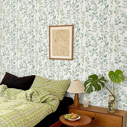 MelunMer Modern Leaf Peel and Stick Wallpaper Boho Green Contact Paper for Cabinets Self-Adhesive Removable Wallpaper for Bedroom Decor Botanical Contact Paper Bathroom Waterproof 787inL17.3inW