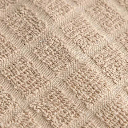 Ritz Premium Kitchen Towel and Dish Cloth Value Set: Highly Absorbent, Super Soft, Long-Lasting, 100% Cotton Checked and Solid Hand Towels, Tea Towels, Bar Towels - 6 Pack, Putty