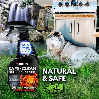 Kona Professional Grade Grill Cleaner for Outdoor BBQ – Heavy Duty, Non-Toxic, Fume-Free Kitchen Degreaser Spray, Eco-Friendly BBQ Degreaser – 23oz