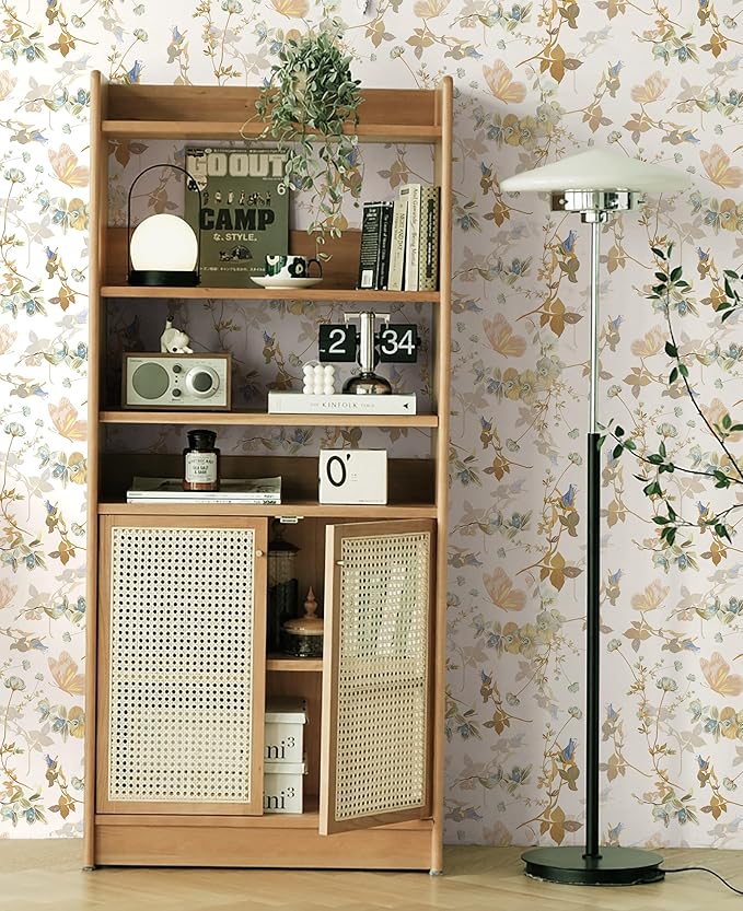 Dimoon 78.7"x17.3" Peel and Stick Wallpaper Floral Beige White Boho Contact Paper Brown Wallpaper Removable Self Adhesive Waterproof Wall Paper Bedroom Bathroom Kitchen Thicken Vinyl Roll