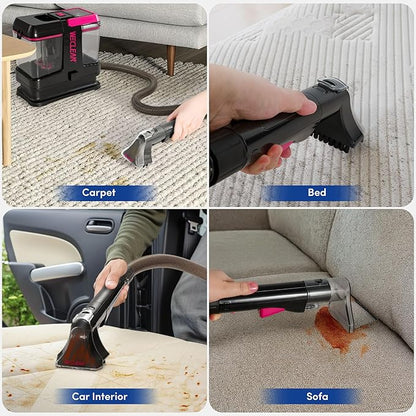 WECLEAN C5 Portable Carpet Cleaner Upholstery Deep Cleaner, Deep Cleaning for Carpet,Car Couch, with Deep Cleaning Solution,Blackpink