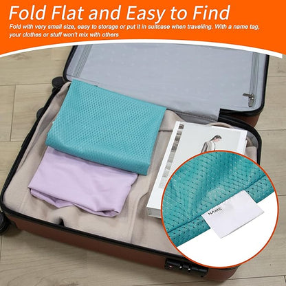 Polecasa Heavy Duty Large Mesh Laundry Bags with ID Tag and Locking Drawstring Closure - 2 Pack, 24 x 36 inches - Laundry Hamper Liner, Washable Laundry Bag for Travel, Sports, Dorms (Aqua)
