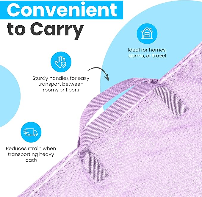 Handy Laundry Mesh Laundry Bag 24 x 36 Inches - Extra Large Heavy Duty Bag with Handles & Shoulder Strap, Breathable, Machine Washable for Dorm, Travel, Bedding & Storage - Purple