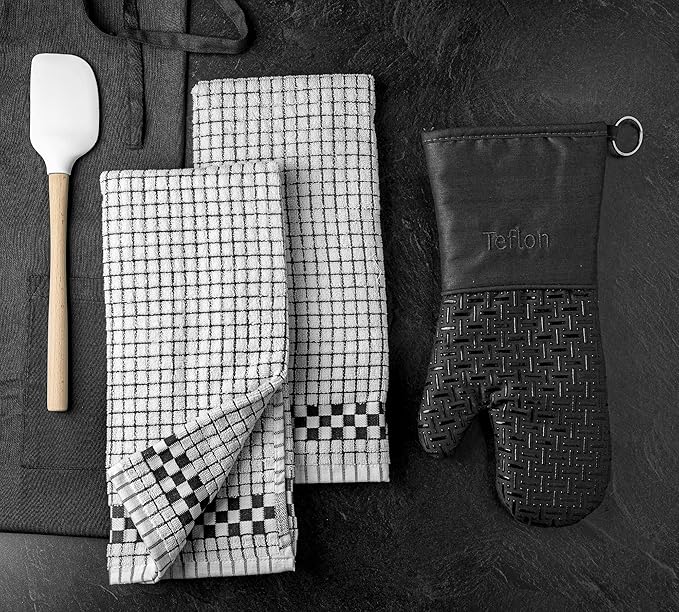 XLNT Highly Absorbent Kitchen Dish Towels 100% Cotton 18x28 inch – Ultra-Thick Dishcloths – Premium Weave for Drying & Cleaning – Soft, Durable & Lint-Free – Pack of 9 Black