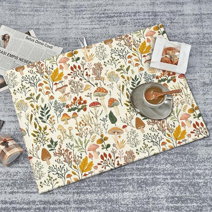 Mushroom Dish Drying Mat For Kitchen Microfiber Drying Mats Absorbent Reversible Dish Pad Draining Mats For Countertop Coffee Mats 18x24 Inch