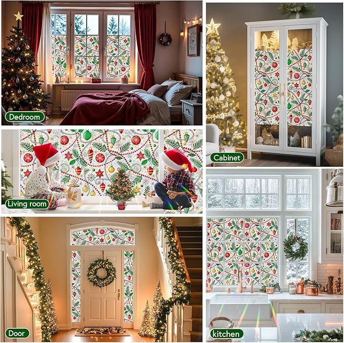 Rainbow Window Privacy Film,Heat Control,UV Blocking,Anti-Glare,Day & Night Privacy Protection & Decoration for Home, Bathroom,Glass Door,Static Cling,Renter-Friendly with Installation Tools