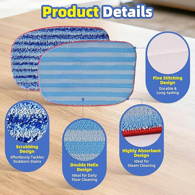LOVECO 6 Pack Replacement Microfiber Mop Pad Compatible with Steam Cleaner McCulloch MC1385, MC1375, MC1270, Reusable & Machine Washable Steam Cleaner Accessories Model: A1375-100/A1375-101 (3+3)