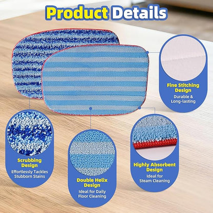 LOVECO 6 Pack Replacement Microfiber Mop Pad Compatible with Steam Cleaner McCulloch MC1385, MC1375, MC1270, Reusable & Machine Washable Steam Cleaner Accessories Model: A1375-100/A1375-101 (3+3)