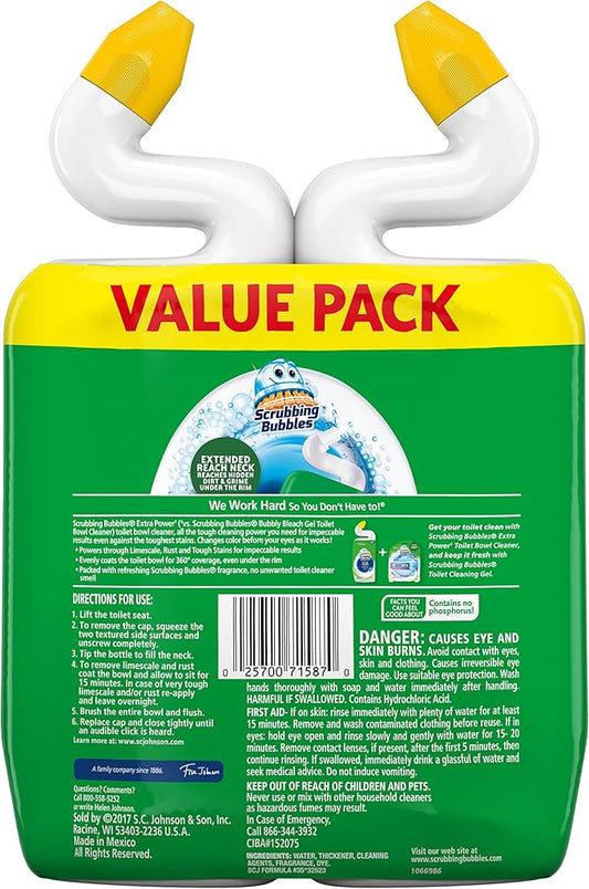 Scrubbing Bubbles Extra Power Toilet Bowl Cleaner, Rainshower, 1 Squeeze Bottle, 24 oz, (Pack of 2)