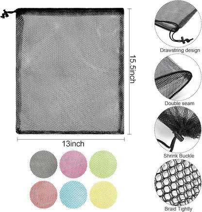 iMucci 12Pcs Mesh Bag 13"X15.5" Drawstring Gym Bag Nylon Mesh Drawstring Bag with Cord Lock Closure for Collecting Toys Travel Sports