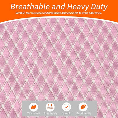 Polecasa Heavy Duty Diamond Large Mesh Laundry Bag with ID Tag and Locking Drawstring Closure - 24 x 36 inches - Laundry Hamper Liner, Washable Laundry Bags for Travel, Sports, Dorms (Pink)