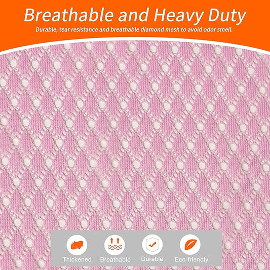 Polecasa Heavy Duty Diamond Large Mesh Laundry Bag with ID Tag and Locking Drawstring Closure - 24 x 36 inches - Laundry Hamper Liner, Washable Laundry Bags for Travel, Sports, Dorms (Pink)